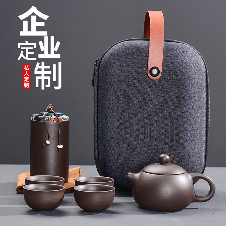 Bộ Ấm Chén Uống Trà Có Túi Đựng