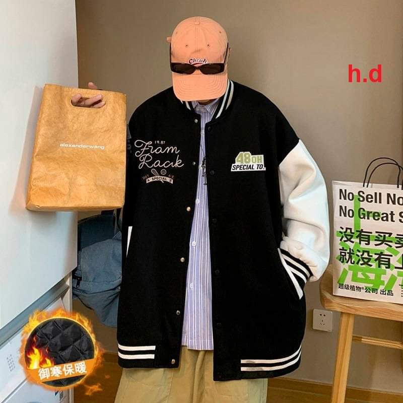 Áo bomber Varsity 48OH Jacket nỉ nam nữ khoác ngoài áo dày dặn form rộng unisex - bóng chày cao cấp