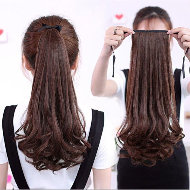 Cột tóc giả xoăn đuôi 40cm
