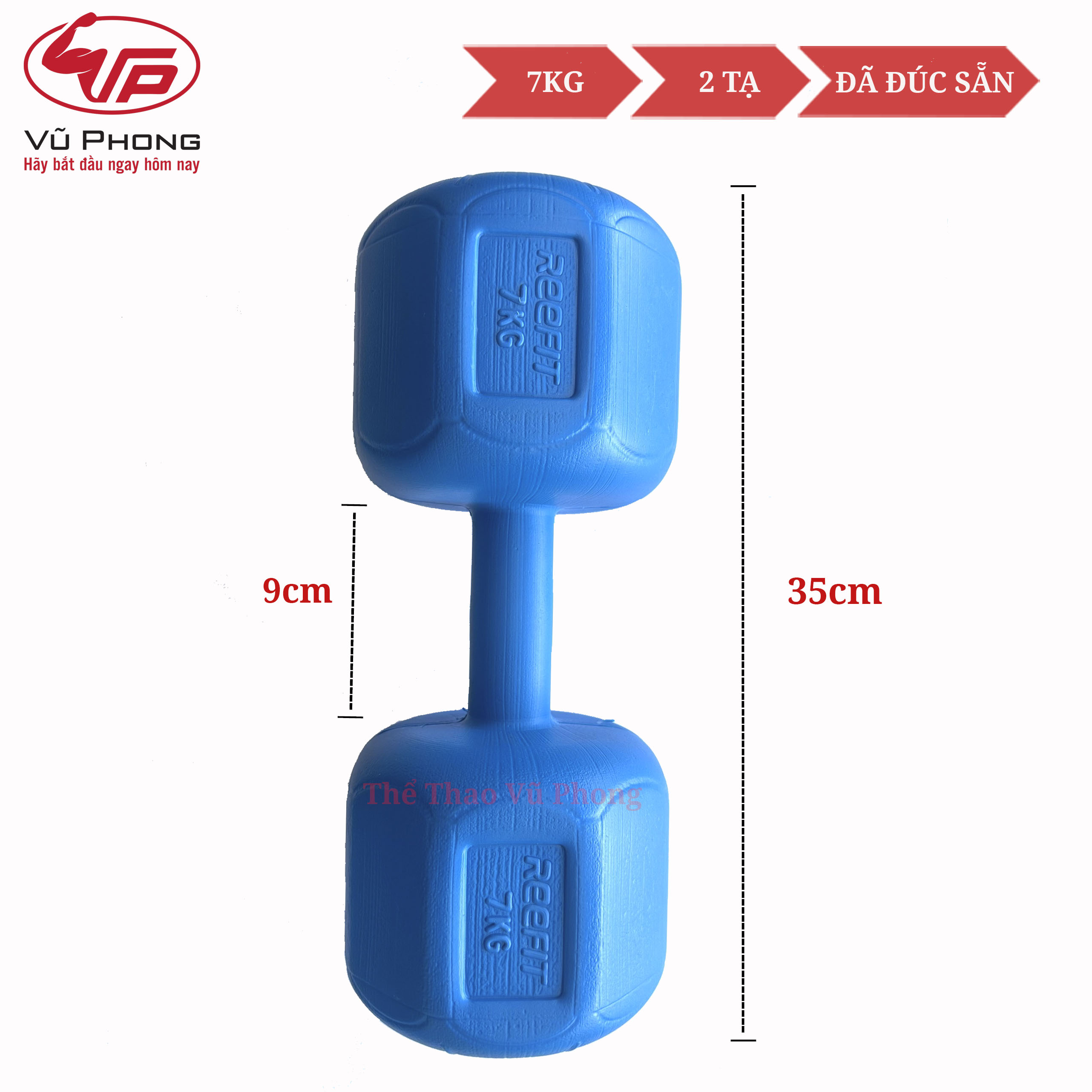 Bộ 2 Tạ Nhựa Bát Giác 7KG (Đã Có Ruột) (gồm 2 tạ 7kg, tổng 14kg)