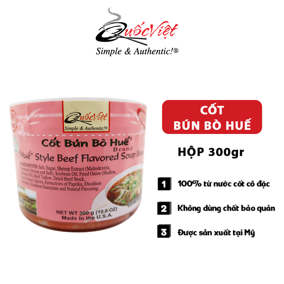 Gia vị Súp Cốt Bún Bò Huế Quốc Việt hộp 300gr dạng bột súp - VN10452