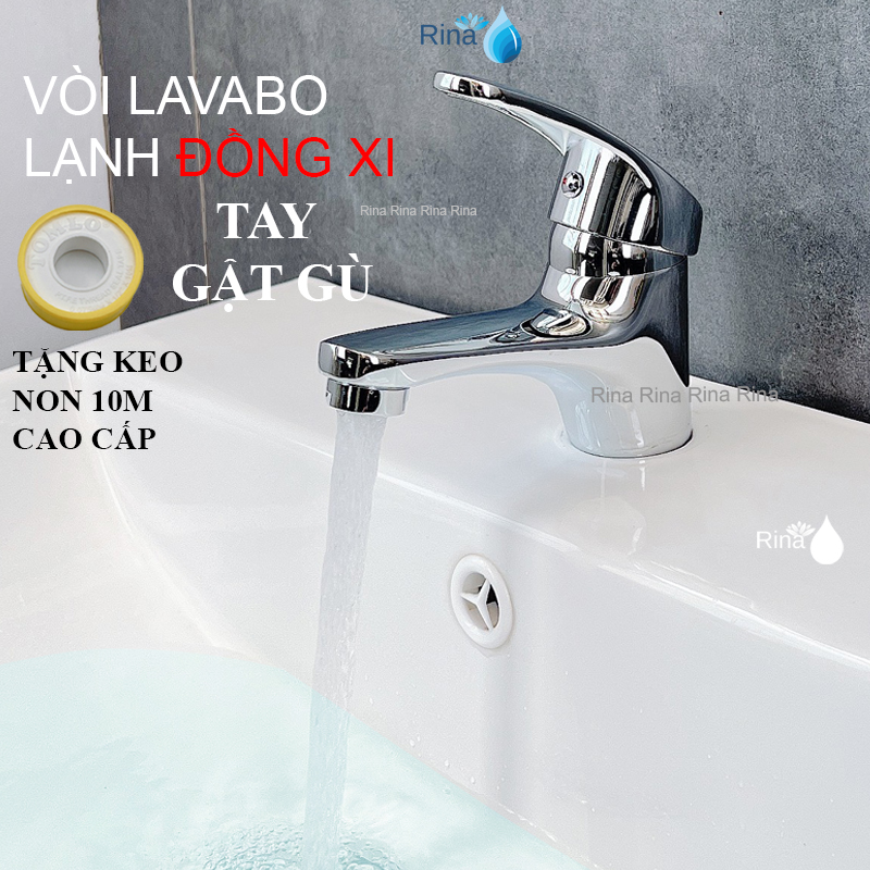 Vòi nước gật gù lavabo lạnh bồn chậu rửa mặt đồng thau xi bóng cao cấp Rina RN9603