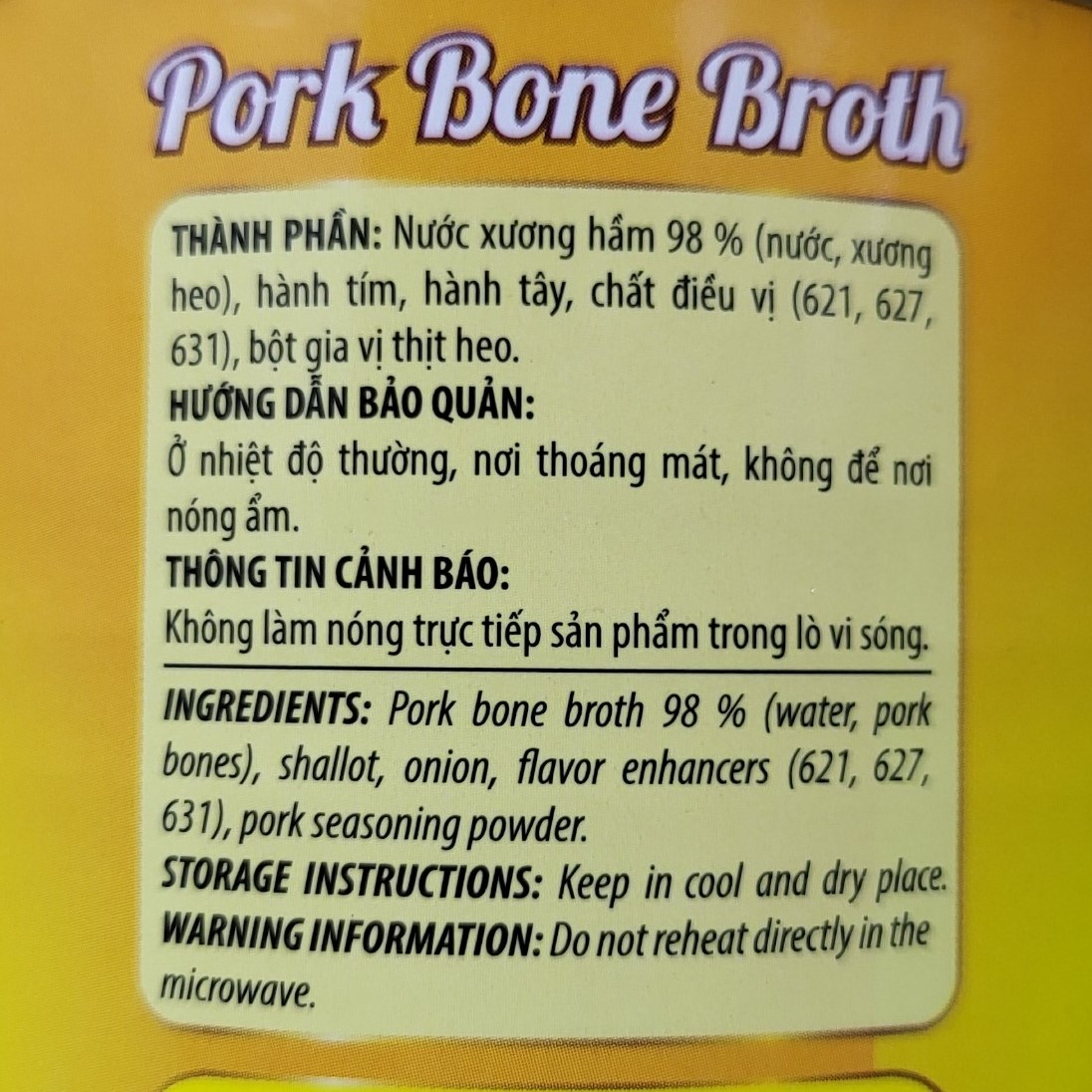 VISSAN (Lon 820ml) NƯỚC XƯƠNG HẦM THỊT HEO Pork Bone Broth