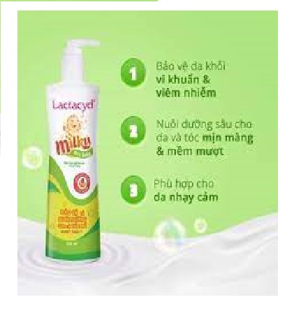 Sữa tắm gội trẻ em lactacyd milky 500ml