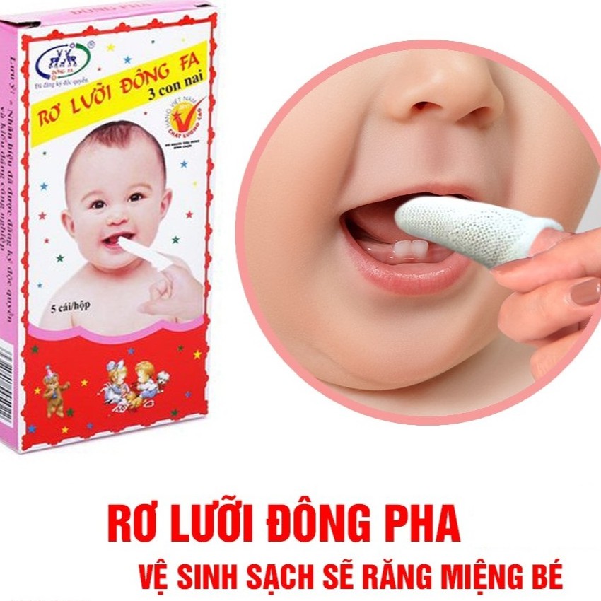 Rơ lưỡi, gạc rơ lưỡi xỏ ngón Đông Fa (1 hộp 5 cái)