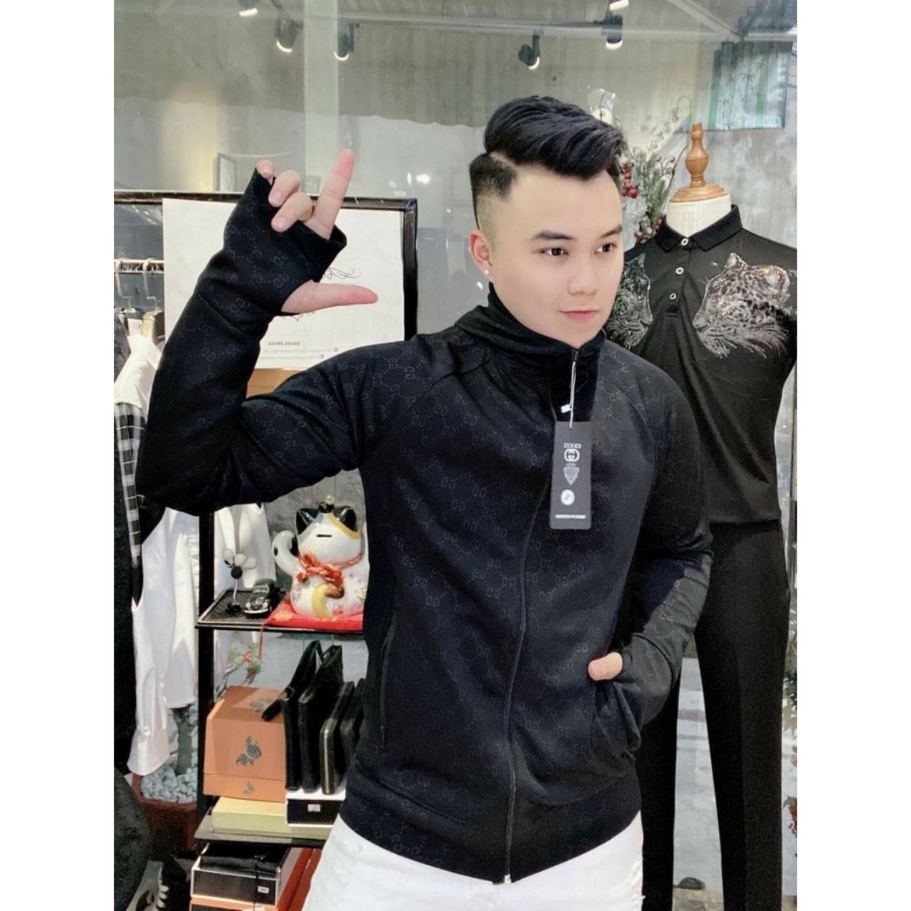 Áo chống nắng nam - Áo khoác nam Họa tiết Vân cao cấp - Chất vải kim cương sần, Siêu mát - màu đen - có bigsize tới 85kg