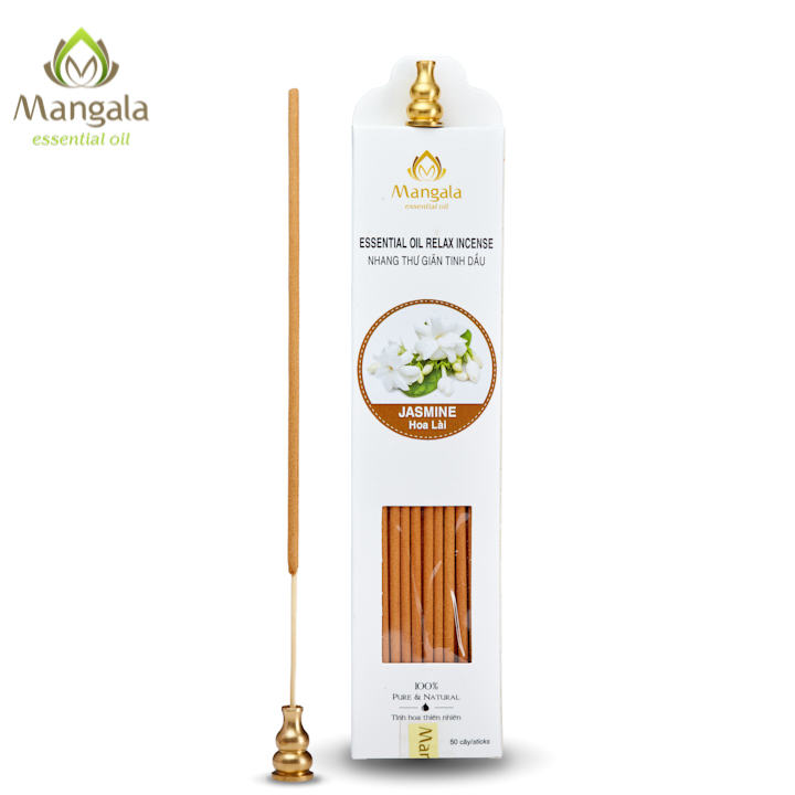 Nhang Thơm Tinh Dầu Hoa Lài Mangala-50 Cây-100% Nguyên Liệu Thiên Nhiên, Không Hóa Chất
