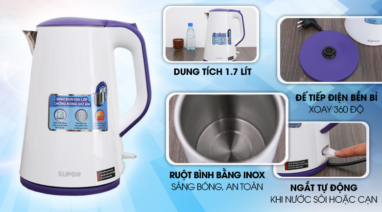 Bình siêu tốc Supor 1.7 lít SWF17S20AVN