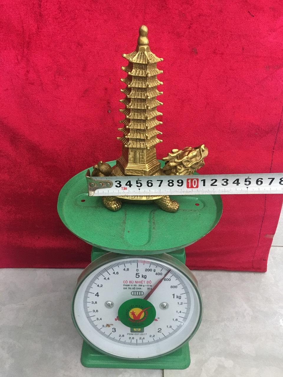 tháp rùa cao 17cm chất liệu đồng