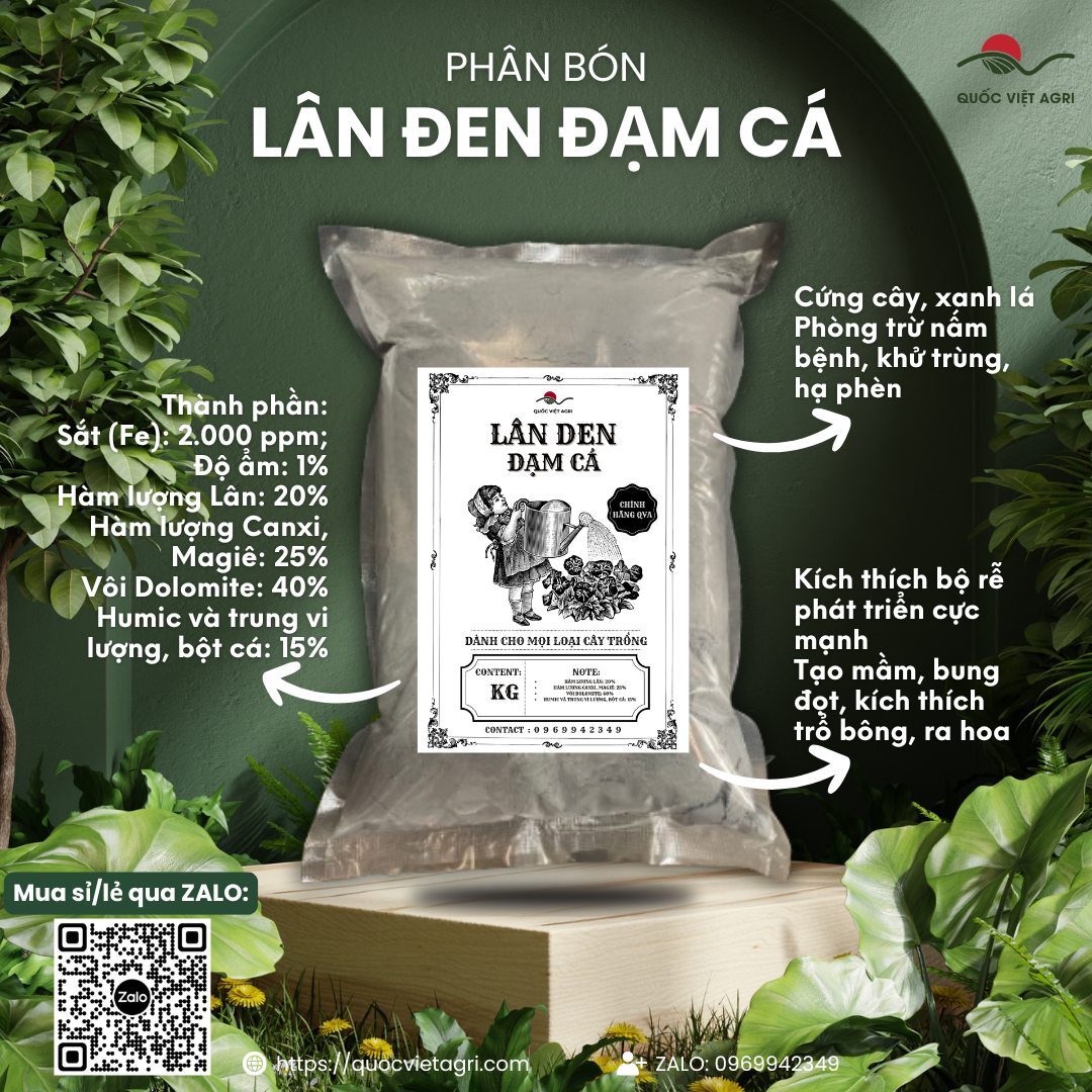 Phân bón LÂN ĐEN Đạm Cá Rong Biển (gói 1KG)