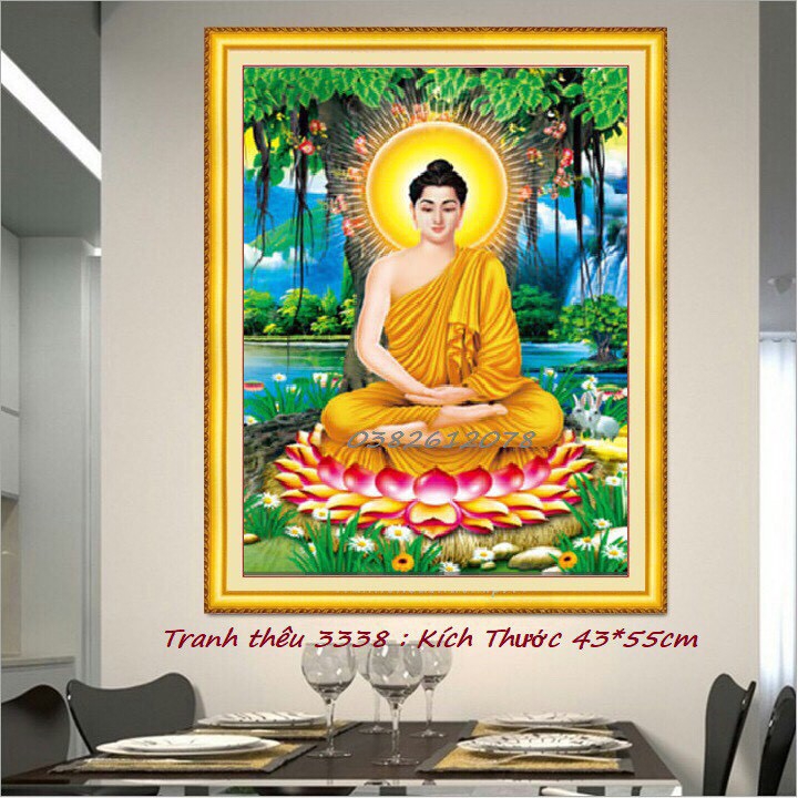 Tranh thêu chữ thập Phật thích ca LV3338 chưa thêu