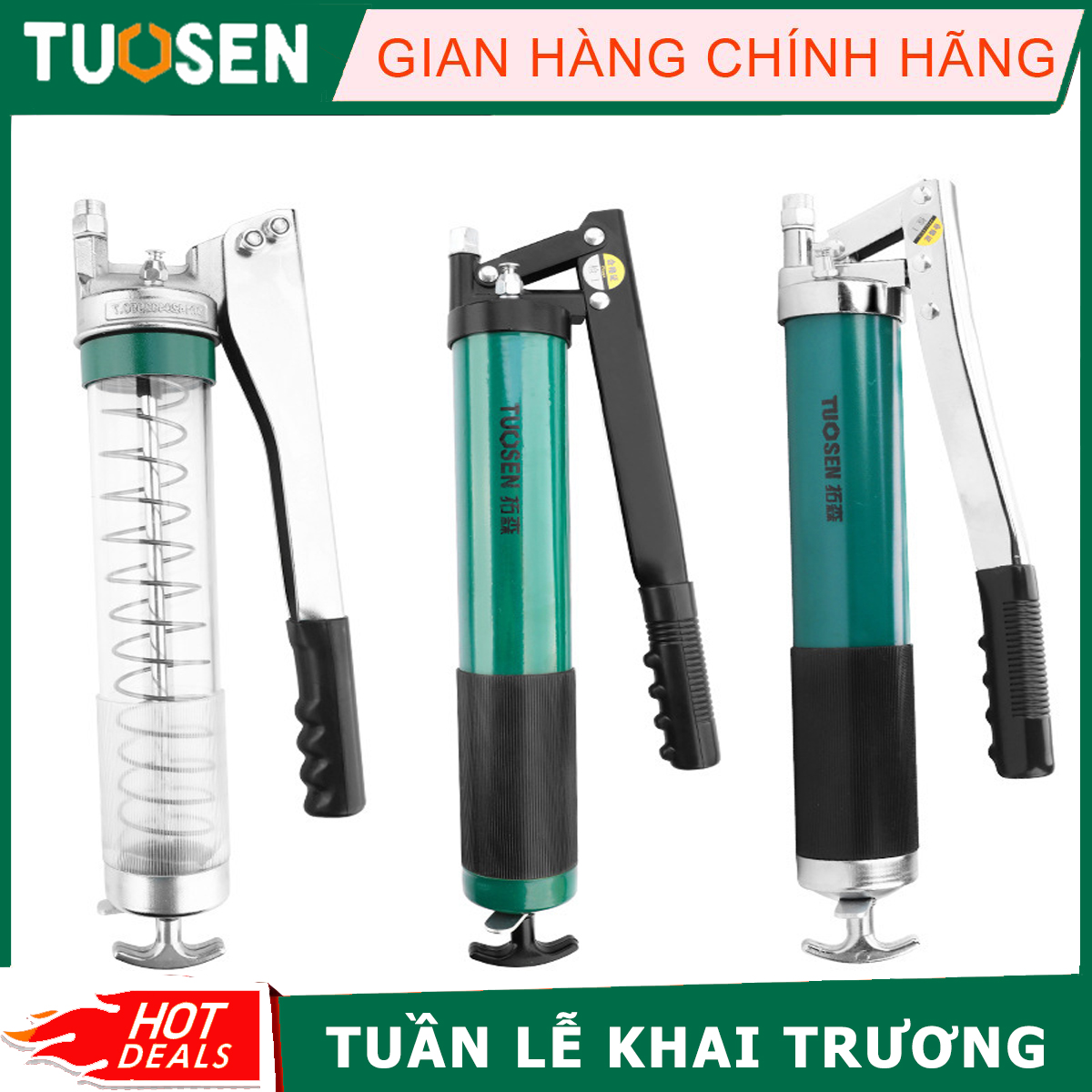 Thiết bị bơm mỡ bằng tay 600cc Tuosen - với 4 lựa chọn bình