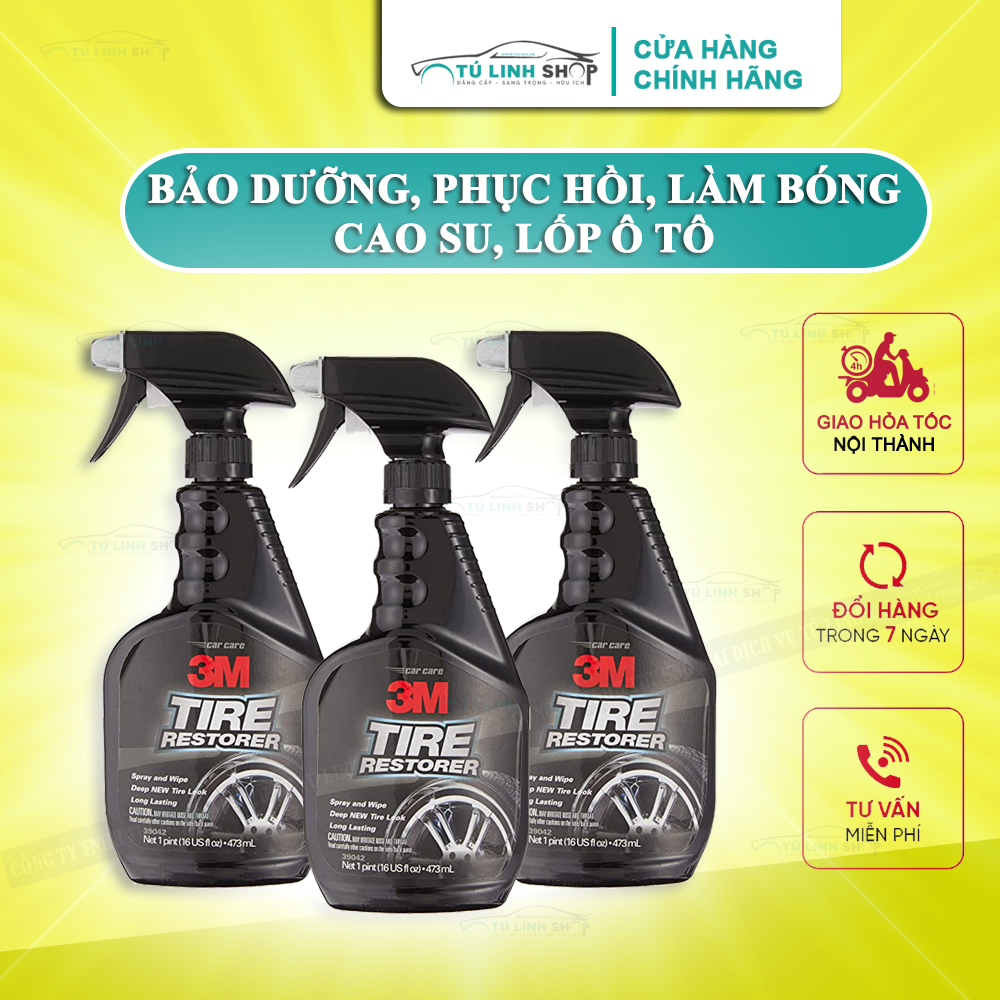 Chai xịt bảo dưỡng, phục hồi cao su, lốp ô tô hãng 3M 39042 (Hàng Mỹ)