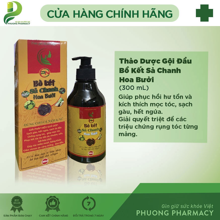 Dầu gội đầu thảo dược bồ kết sả chanh hoa bưởi 300ml p152