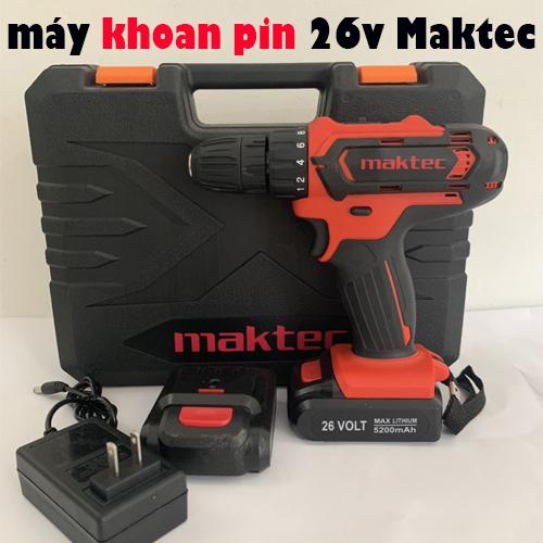 máy khoan pin maktec 26V tặng kèm hộp vali nhiều phụ kiện máy khoan vặn ốc vít cầm tay