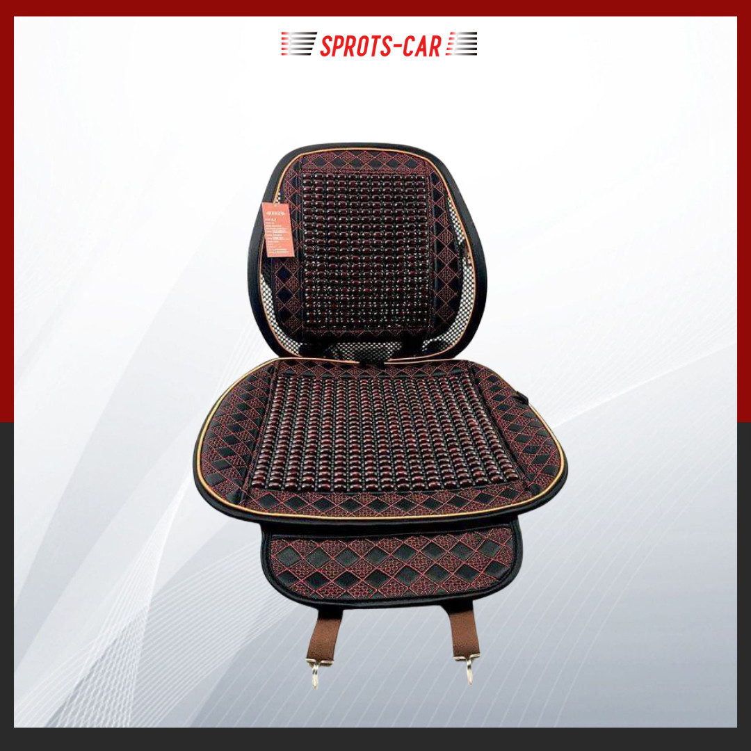 Tấm lót ghế lót lưng ô tô có hạt gỗ massage cao cấp, tấm tựa lưng