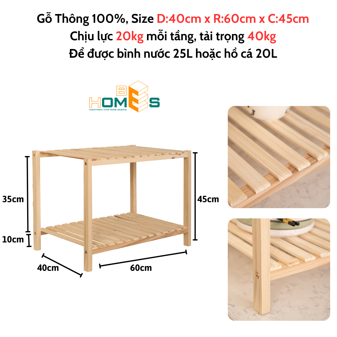 Kệ lò vi sóng gỗ Behomes 2 tầng