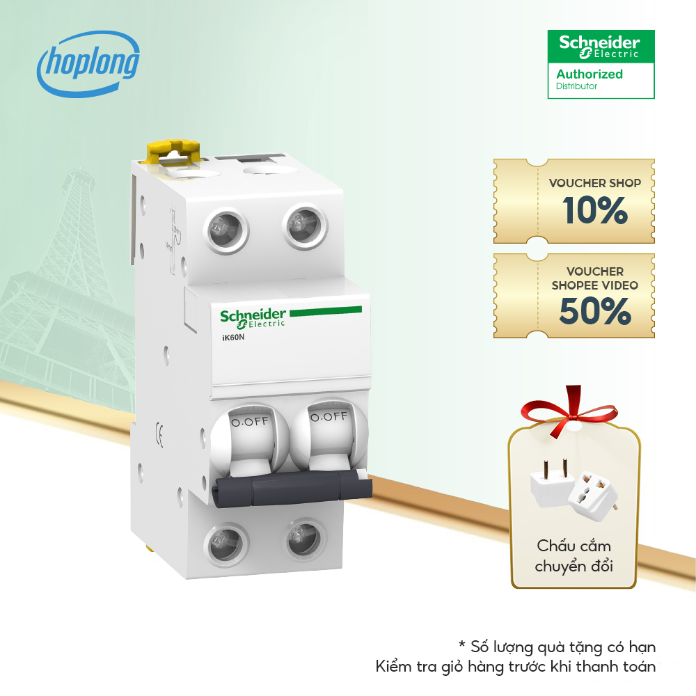 Cầu dao tự động 2p acti 9 ik60 schneider a9k27206 a9k27210 a9k27216 a9k27220 a9k27225 a9k27232