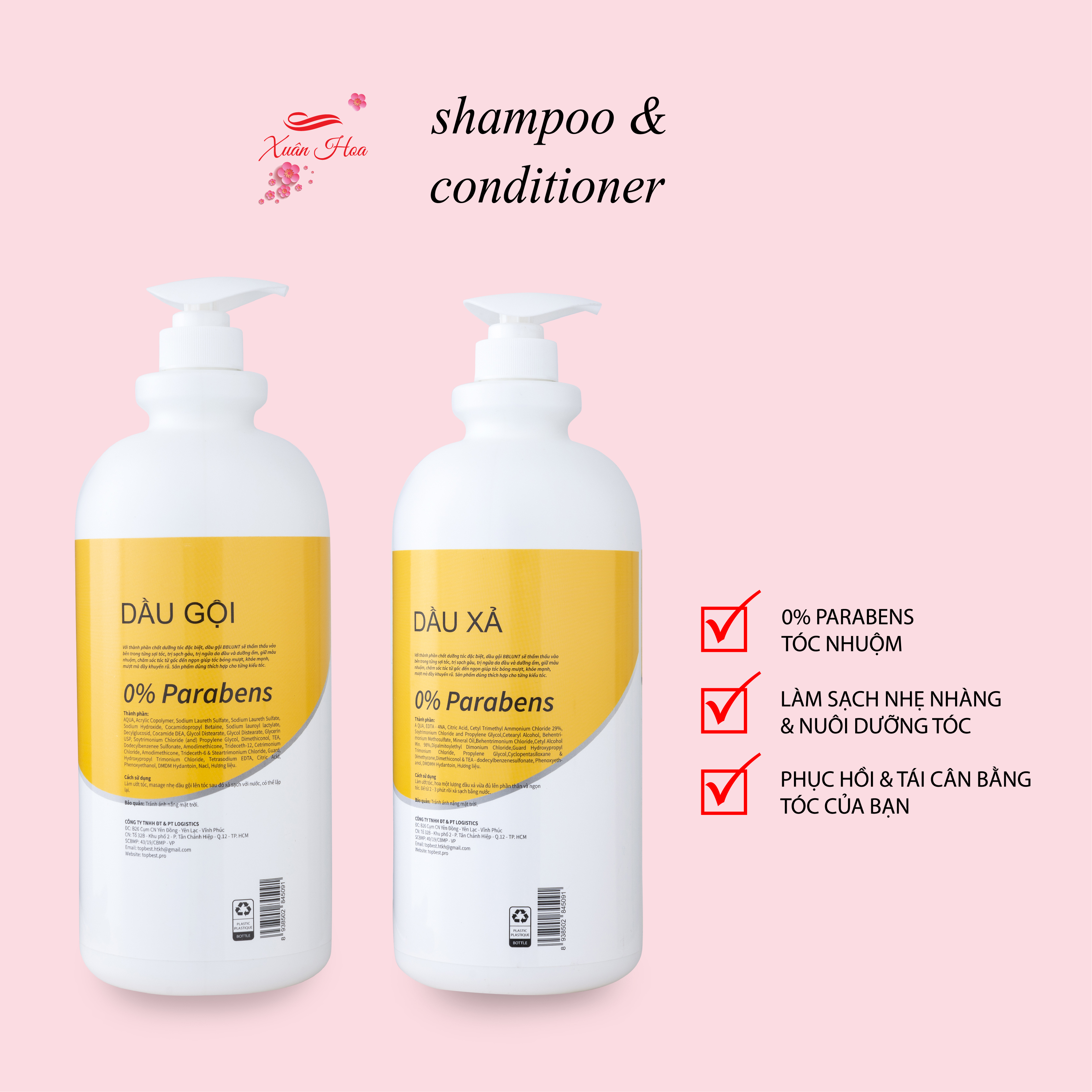 Dầu Gội & Dầu Xả Chăm Sóc Tóc Chuẩn Salon Bblunt Keratin 2000 ml