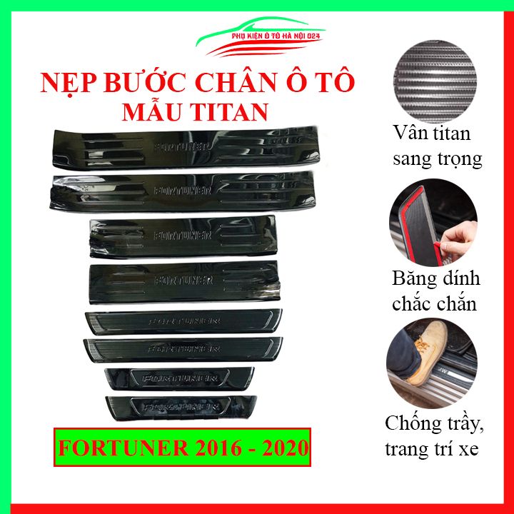Bộ 8 nẹp bước chân trong ngoài ô tô Toyota Fortuner 2016
