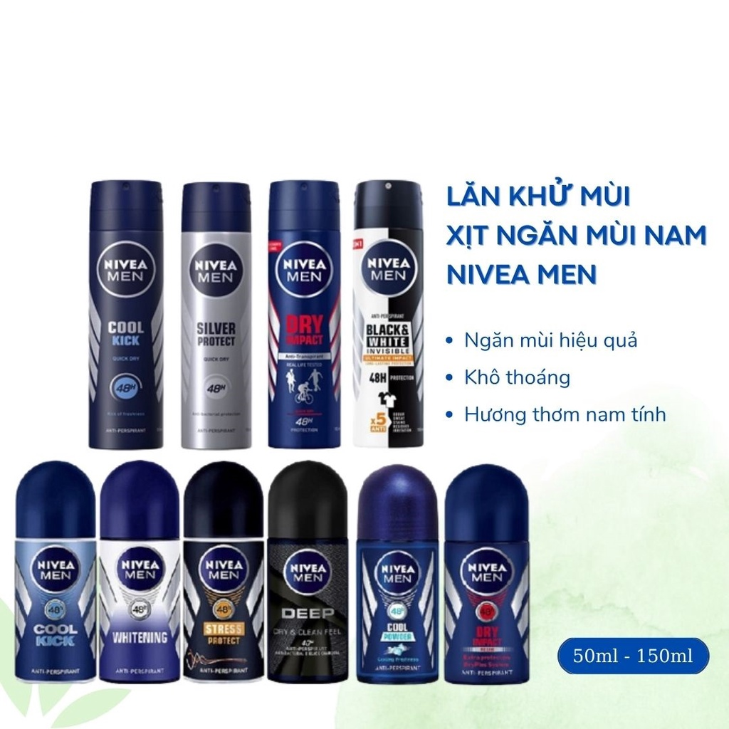 Xịt Khử Mùi - Lăn Khử Mùi Nivea Men 48h