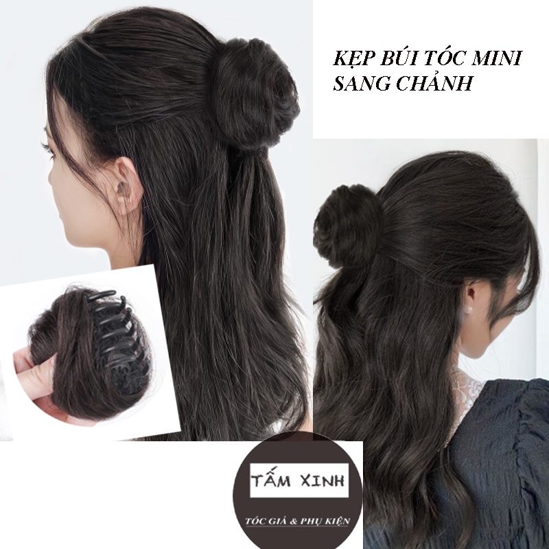 (Có ảnh thật) Búi tóc giả mini dạng kẹp tiểu thư sang chảnh
