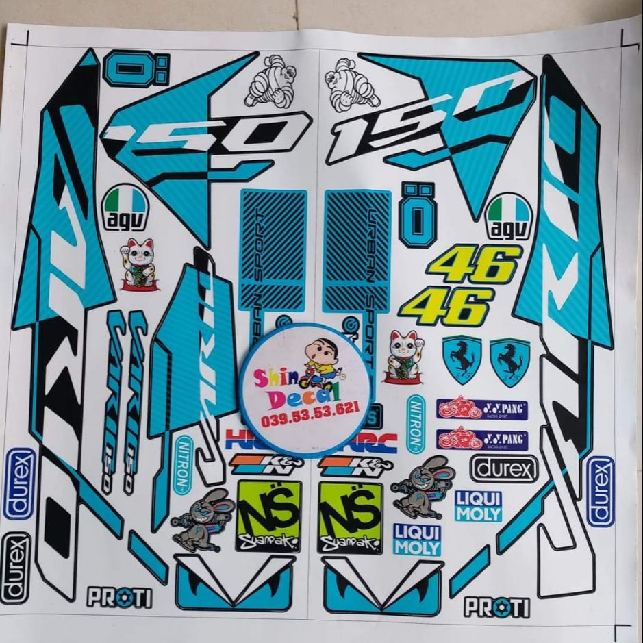 Tem vario 2018 xanh ngọc dán xe đen