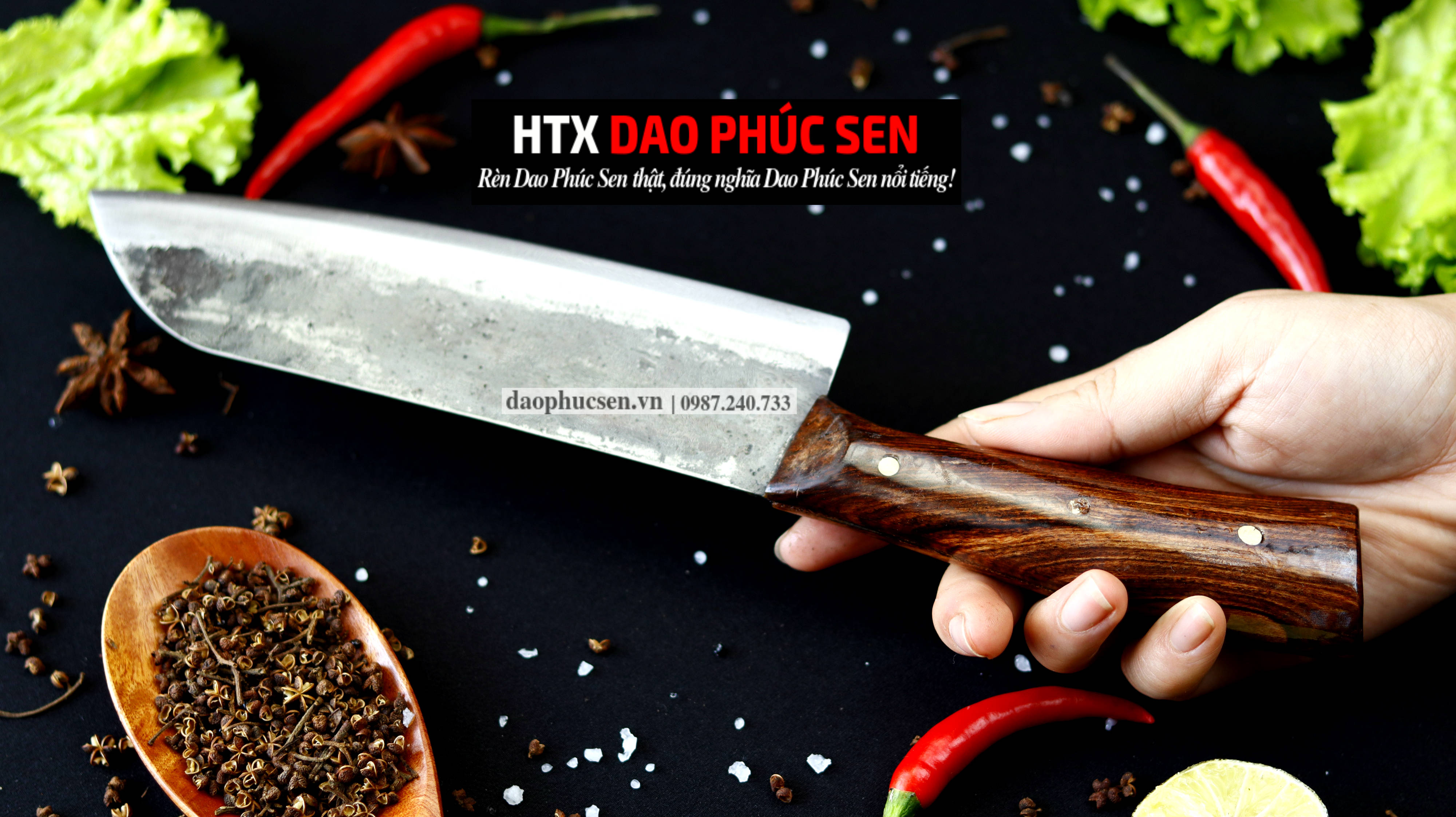 DAO PHÚC SEN THÁI KIỂU 05 cán ốp đồng ( GT05 ) HTX DAO PHÚC SEN