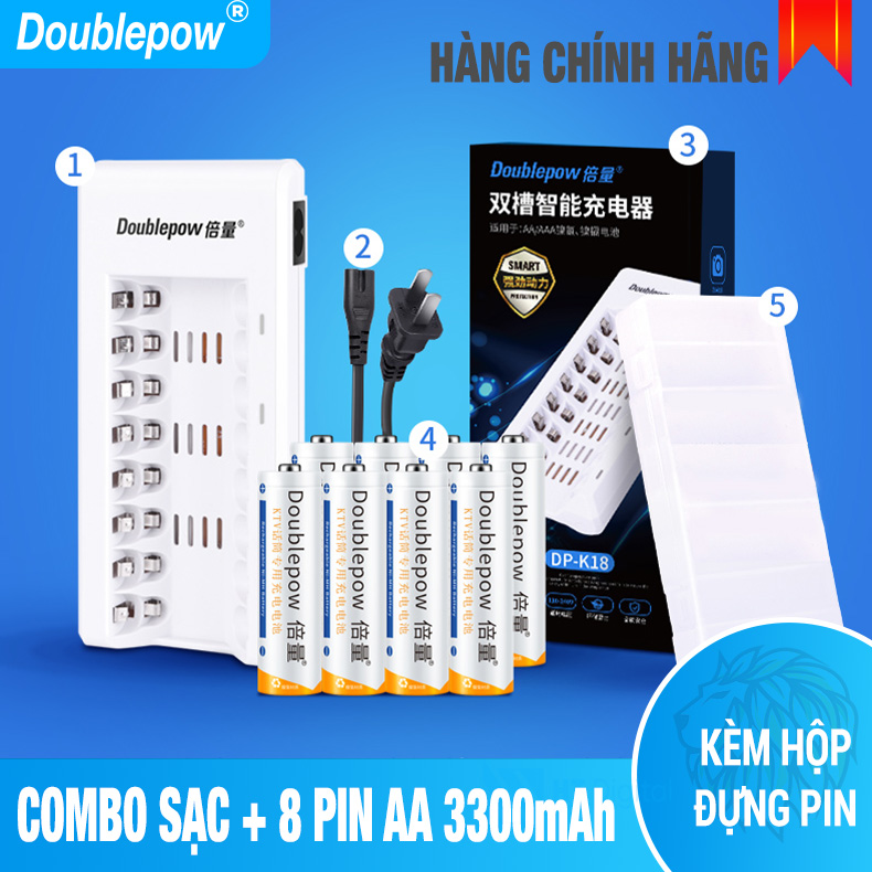 Bộ Sạc Pin AA/AAA DP-K18  - Bộ Sạc Báo Đèn Khi Pin Đầy Thông Minh - công suất lớn chuyên karaoke gia đình đồ chơi chuột máy tính micro..