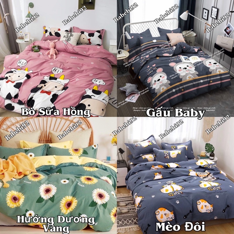 Bộ 5 món vỏ chăn ga gối cotton poly cao cấp