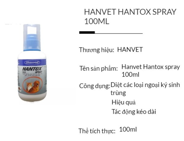 [Hàng Chính Hãng] Hantox Spray 100 ml và 300ml Thuốc diệt bọ chét, ve, rận, chấy, ghẻ ở chó, mèo, thú cảnh