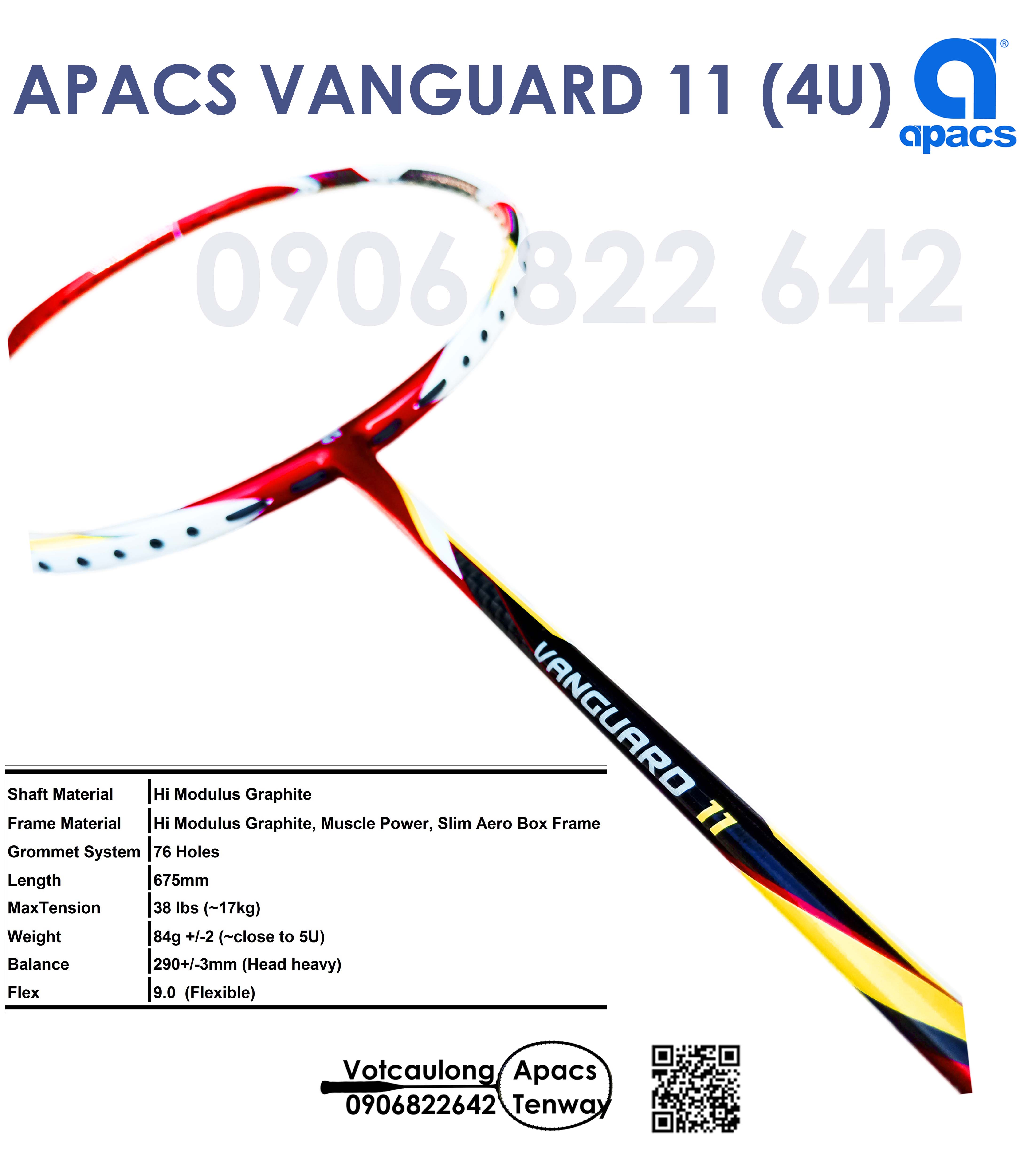 [HCM][Vợt cầu lông Apacs Vanguard 11- 4U] – Vợt chuyên công dễ thuần dễ đánh