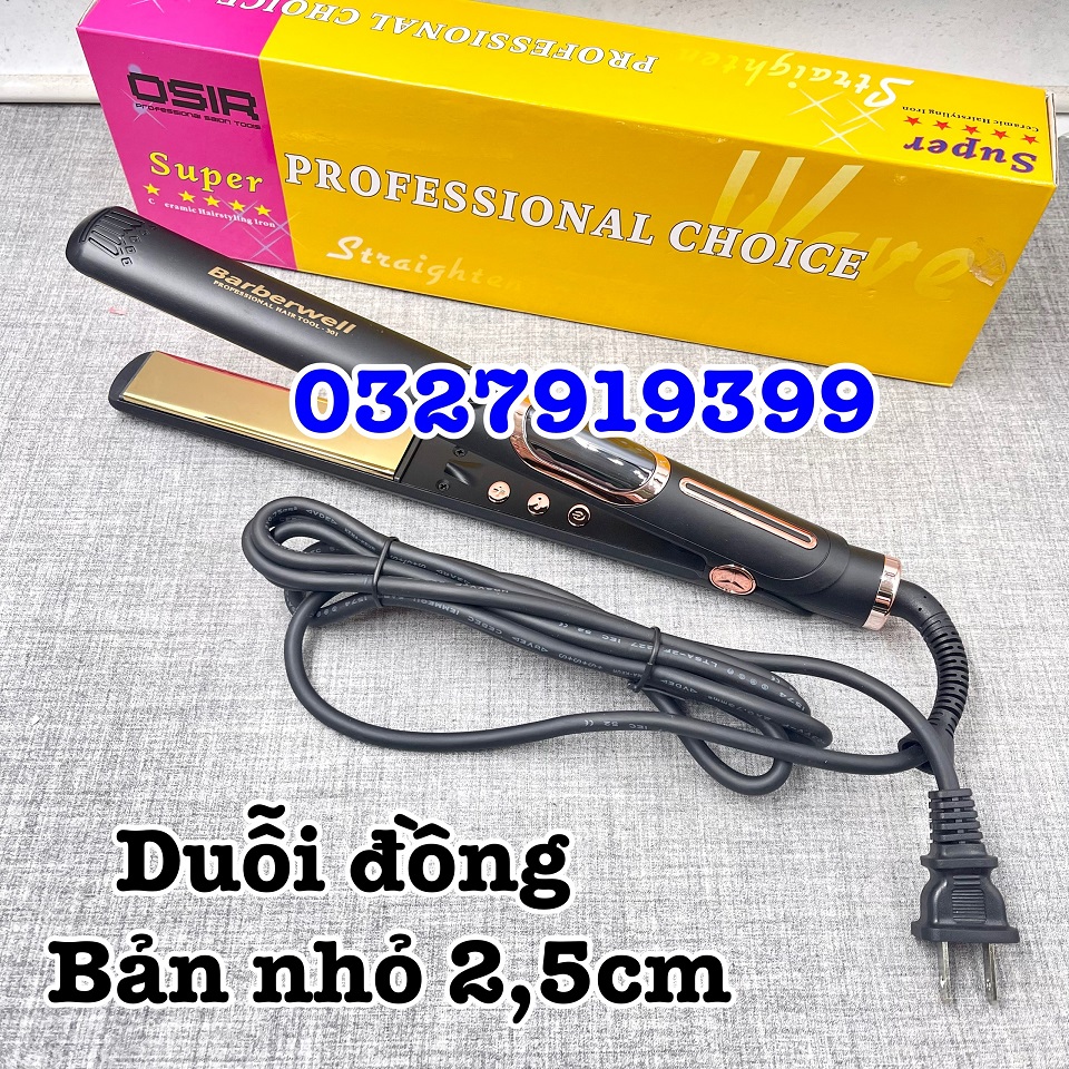 ✅ Máy duỗi tóc cao cấp có màn hình Barberwell 302 bản trung 4cm-tặng kẹp
