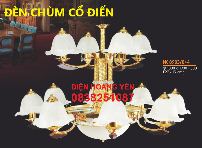 [HCM]Đèn Chùm Phòng Khách Cao Cấp NC8903/12 - TẶNG BÓNG LED