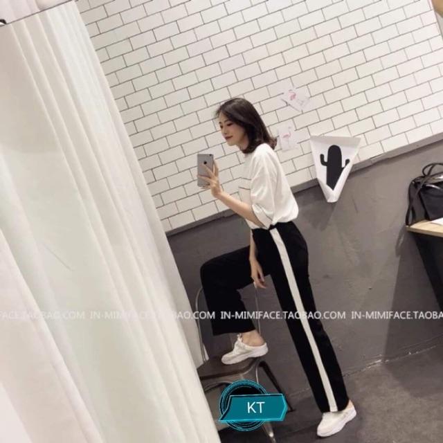 Quần ống rộng 1 sọc xẻ KTH0819