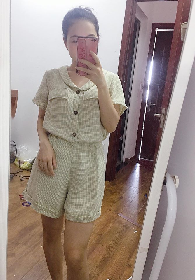 Rập Giấy 30004 - Croptop cổ sen + Short xếp ly