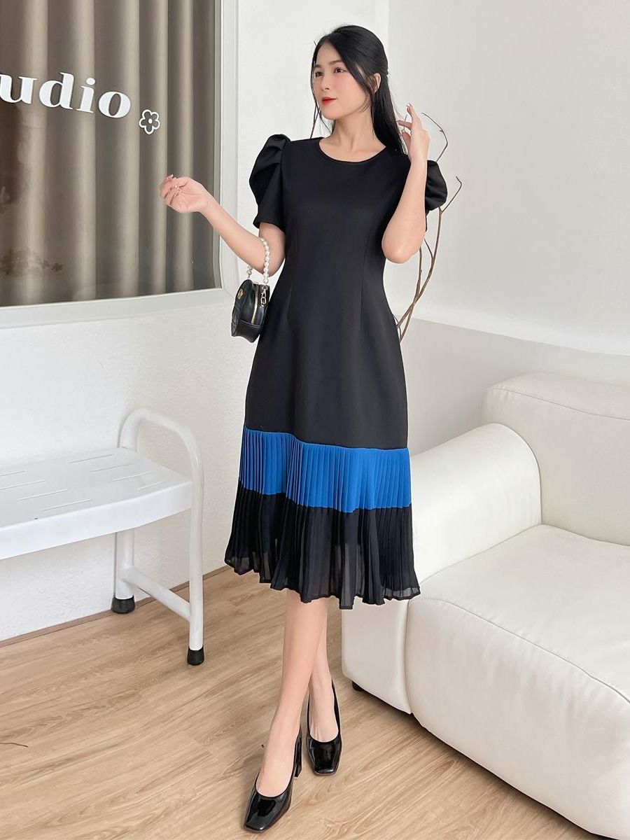 Đầm suôn phối dập li MS09 - Lady Fashion