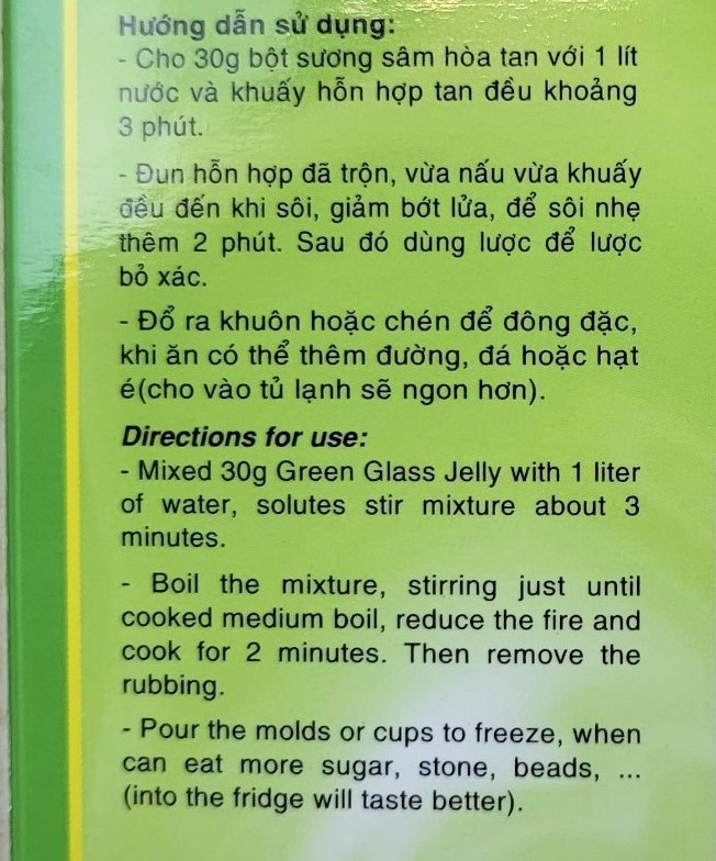 RC3K (hộp 30g) BỘT SƯƠNG SÂM Green Grass Jelly