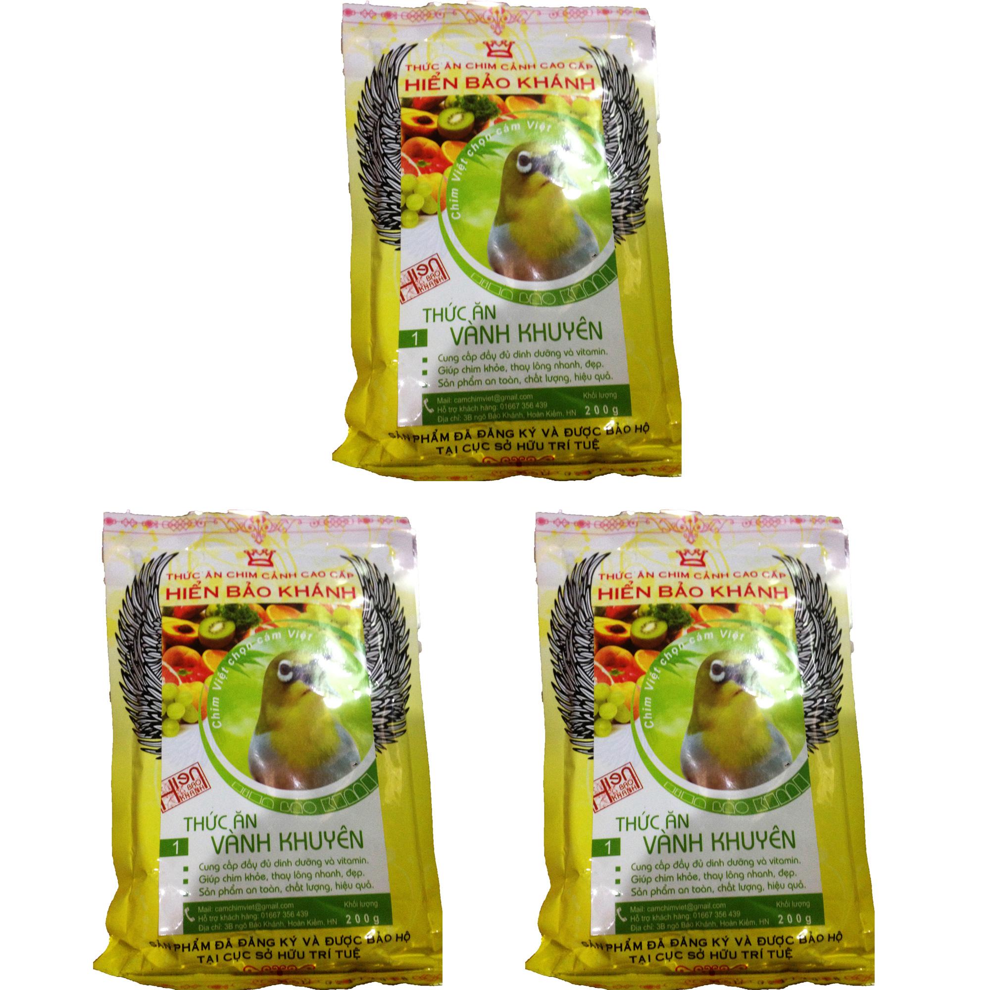 Combo 3 Gói Cám Hiển Bảo Khánh Vành Khuyên Dưỡng - Thay Lông (Số 1) 200g - Thức Ăn Chim Cao Cấp