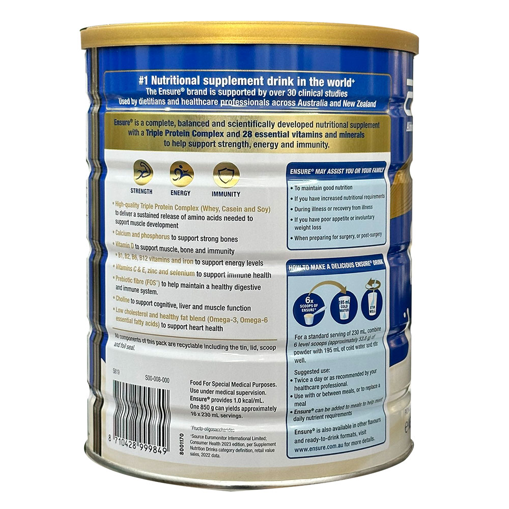 sữa ensure úc lon 850g