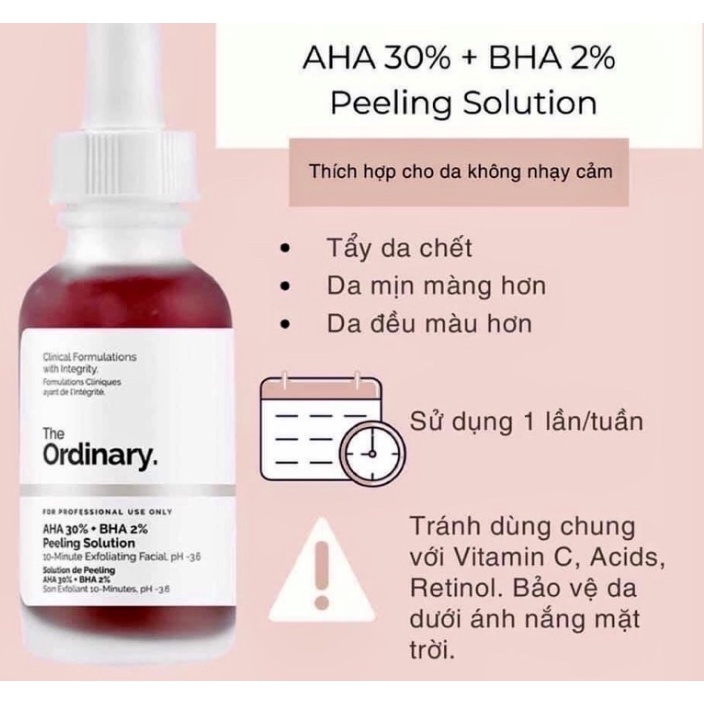 Tinh Chất The Ordinary Aha 30% + Bha 2% Peeling Solution 30Ml Tẩy Tế Bào Chết Hóa Học