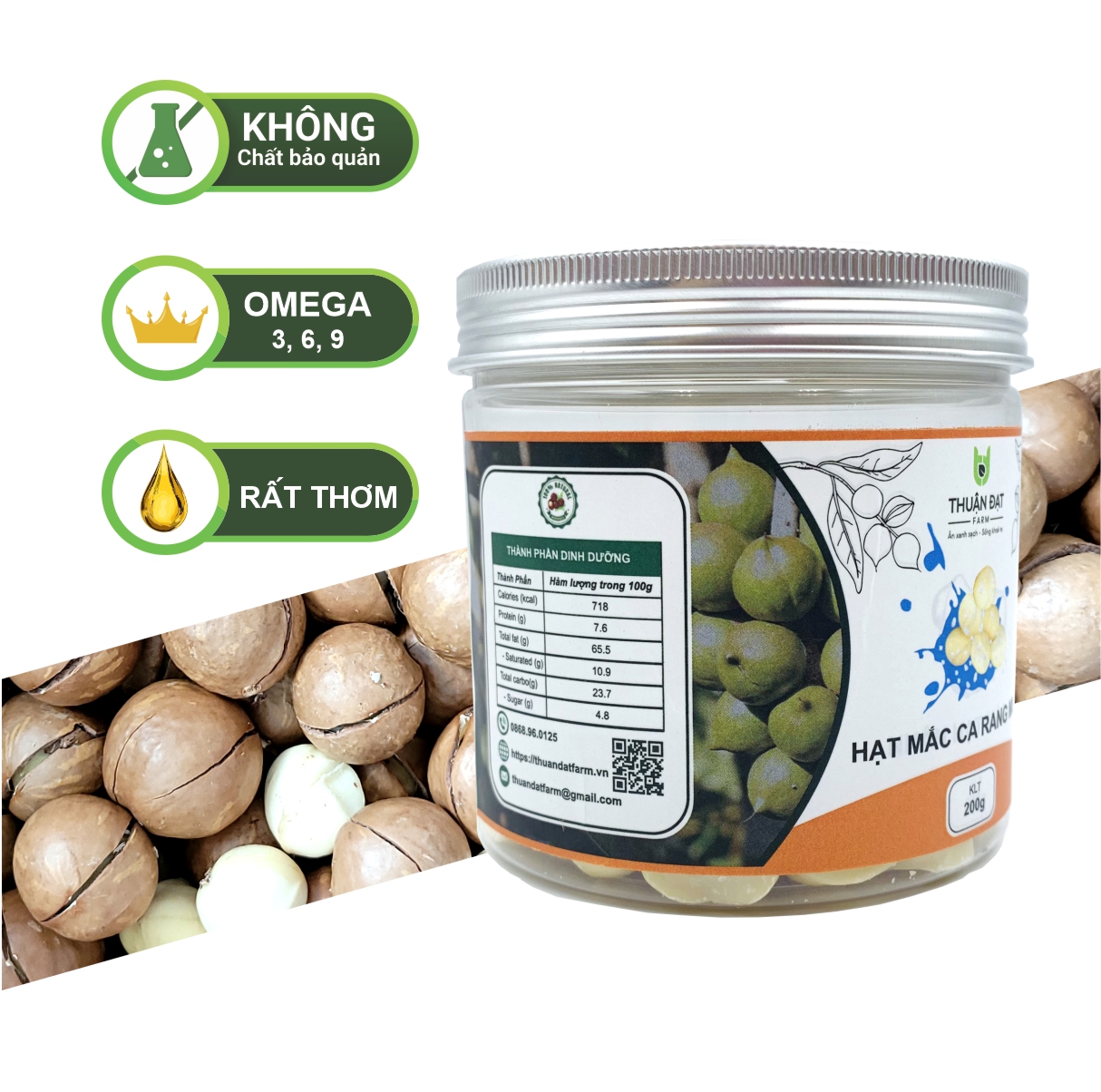 200G NHÂN HẠT MẮC CA TẨM MUỐI, THƠM NGON, ĐẬM ĐÀ