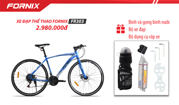 Mua Xe đạp thể thao Fornix FR303 (Kèm bộ dụng cụ lắp ráp) + (Gift) Pô xe  + Bình và gọng bình