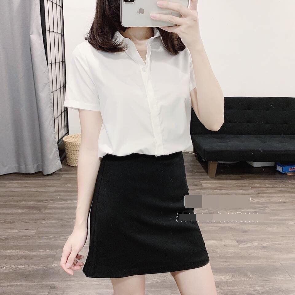 Áo sơ mi trắng CÔC TAY chất lụa
