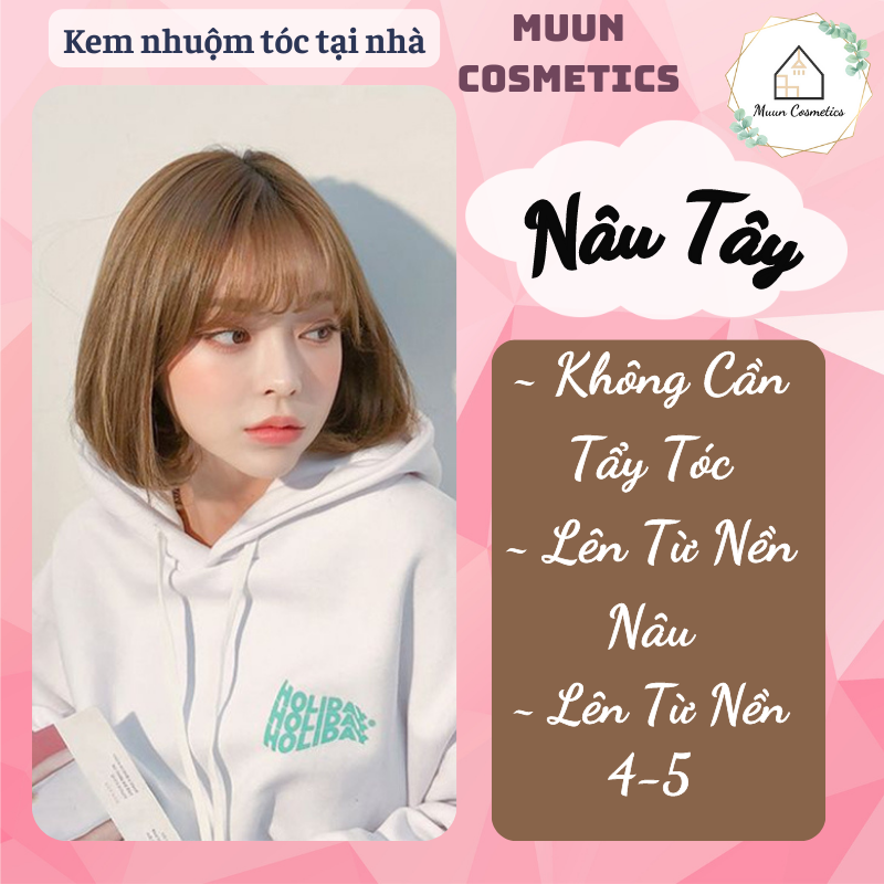 Thuốc Nhuộm Tóc Nâu Tây (Tặng Kèm Oxy Trợ Nhuộm và Chụp Tóc, Bao Tay)