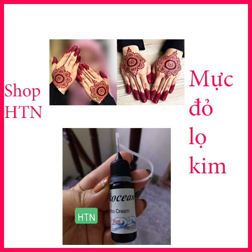 Mực henna vẽ săm tạm thời có kim vẽ, lọ mực henna tặng kèm khuôn lẻ bất kỳ