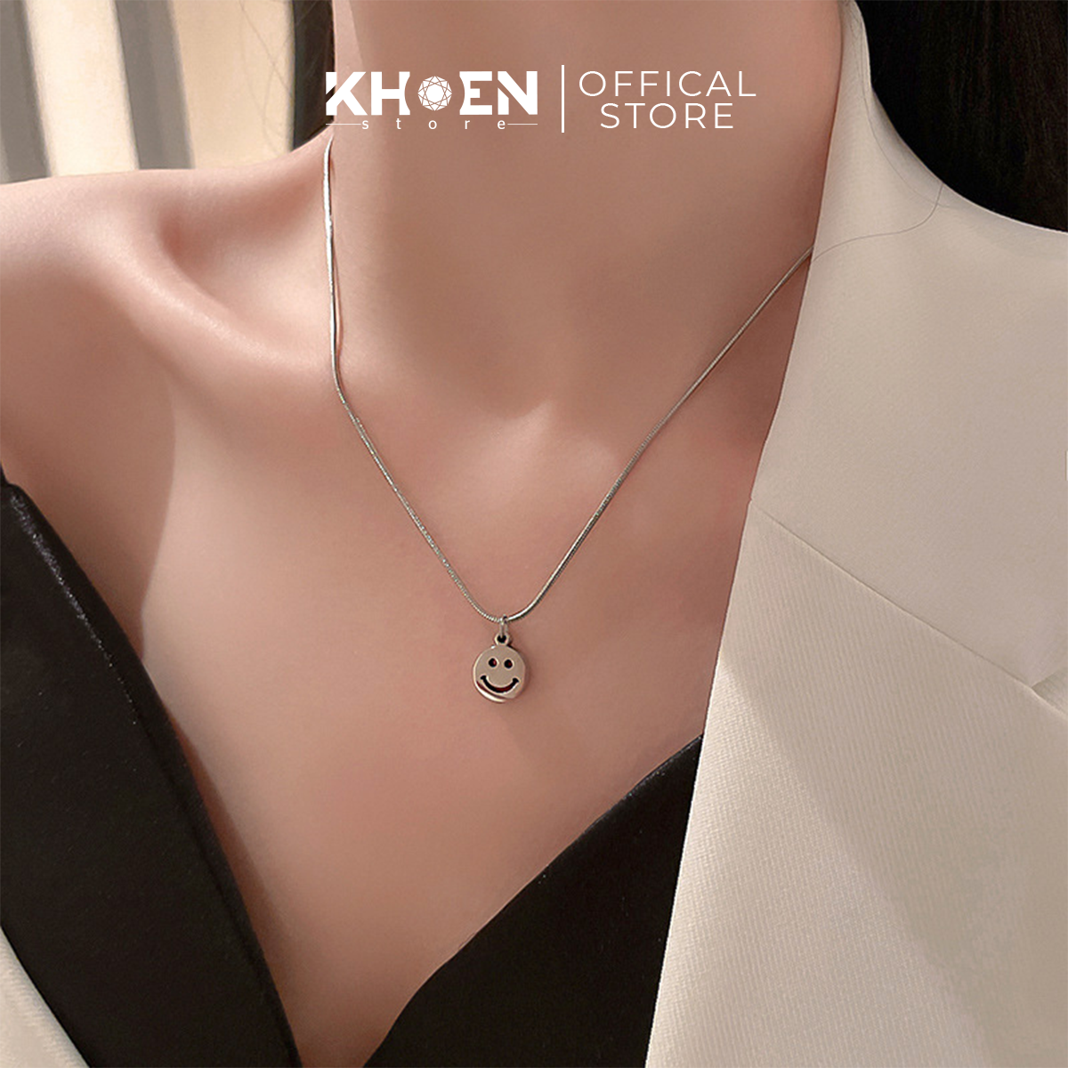 (1 Chiếc) Vòng cổ mặt cười - Titanium - Khoen Store