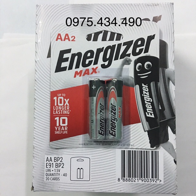 Pin AA Energizer E91BP2 1.5V Chính Hãng Vỉ 2 Viên