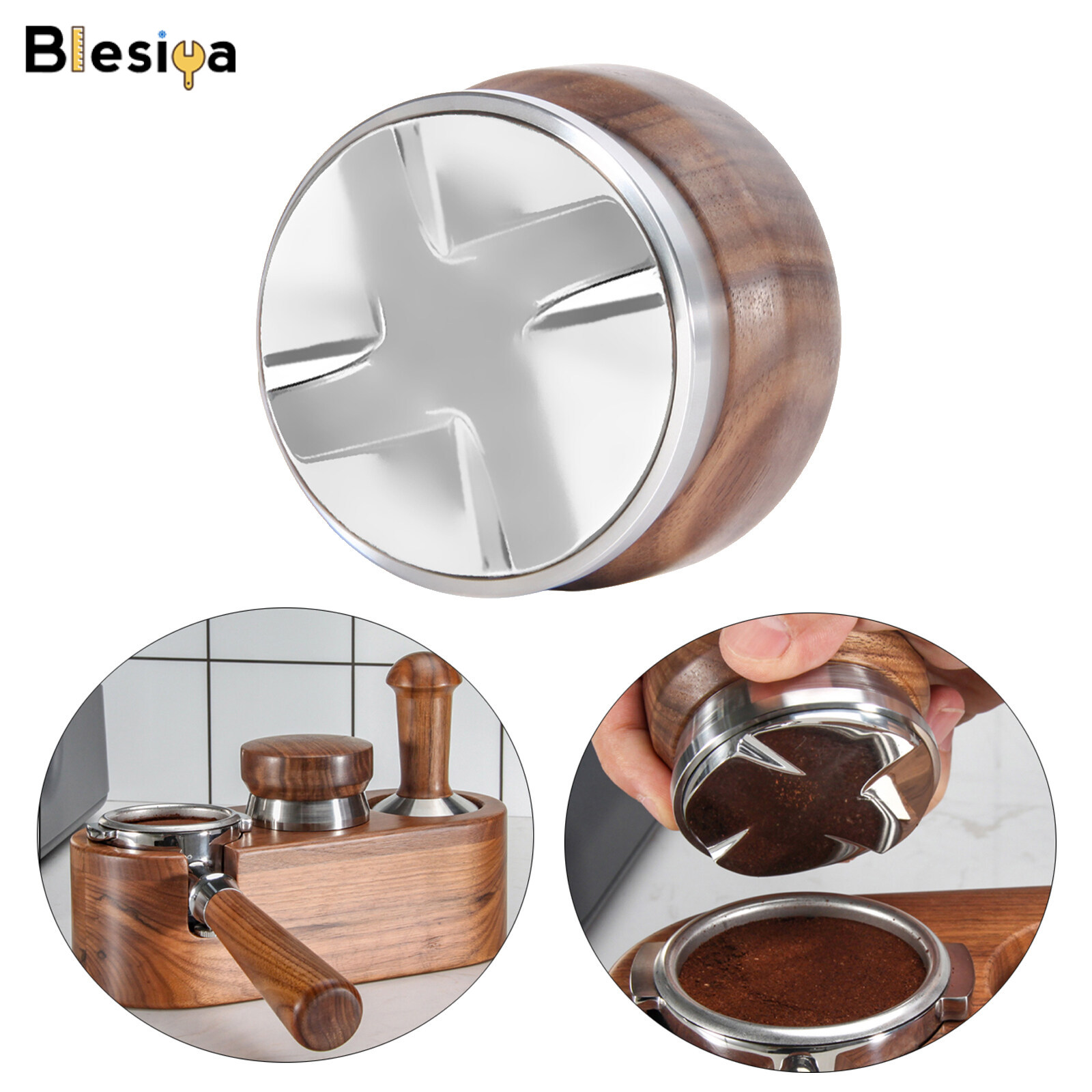Blesiya Coffee Distributor Leveler Tool Adjustable Height Coffee Tamper