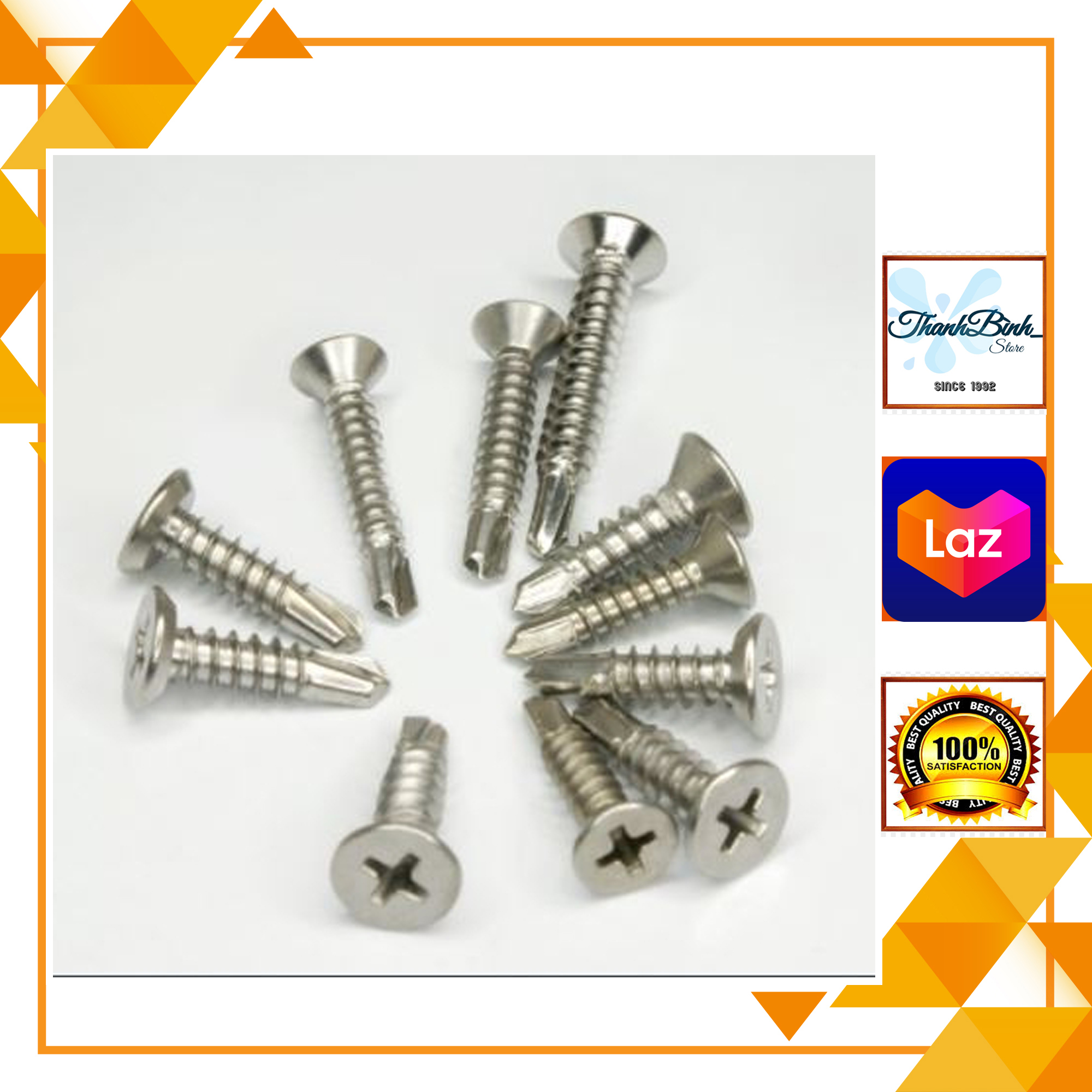 Vít inox 410 tự khoan đầu chìm/ đầu bằng